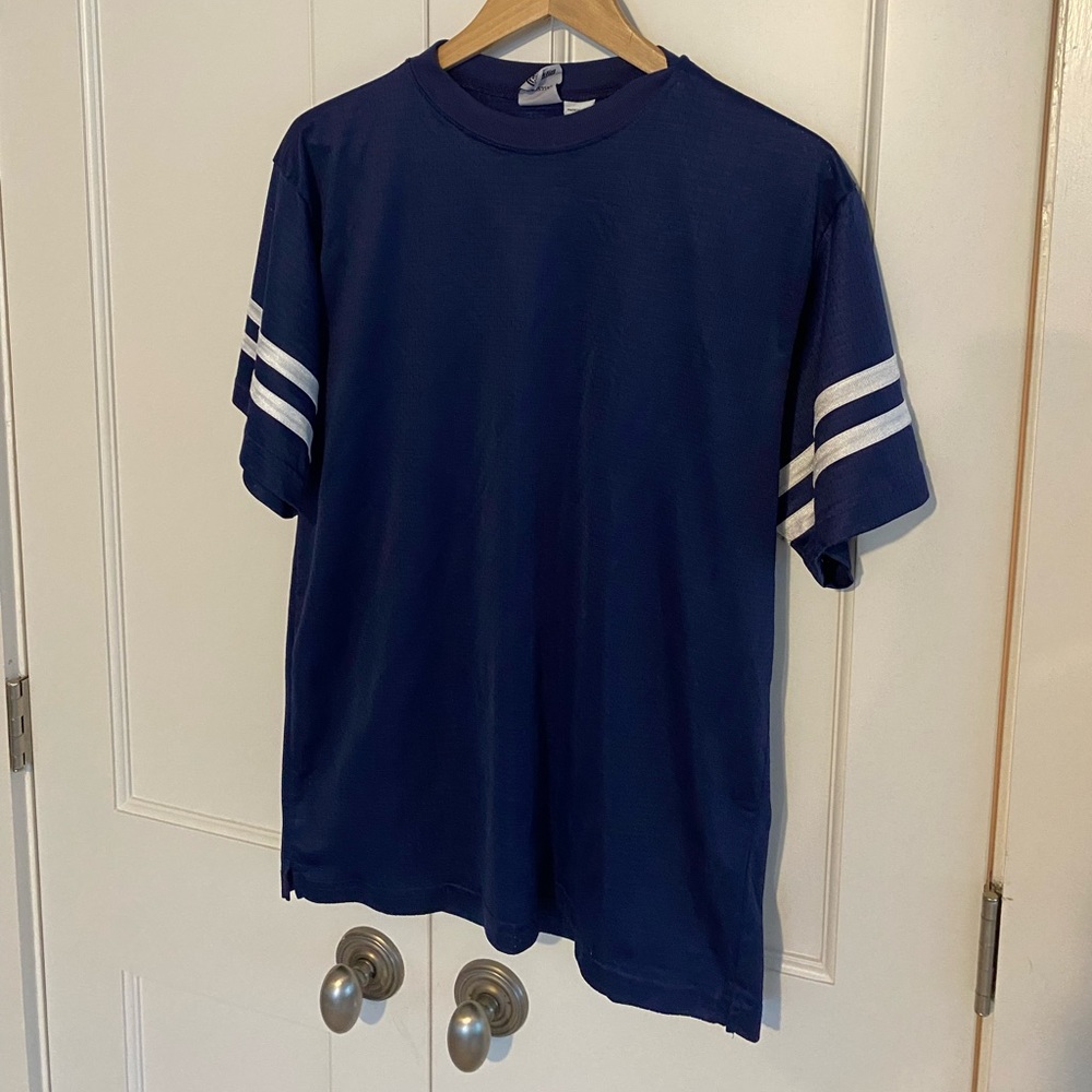 Mens Medium Franklin Navy Blue Jersey Style Shirt New Condition